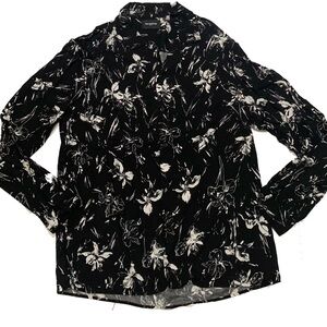 M / The Kooples Black and White Floral print shirt